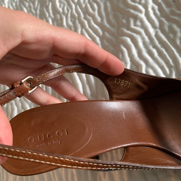 Authentic Gucci denim bamboo sling back heels. - Picture 5 of 7